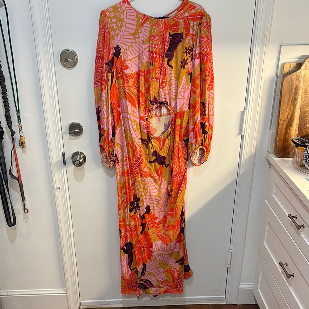 FARM Rio Pink and Orange Long Sleeve Dress